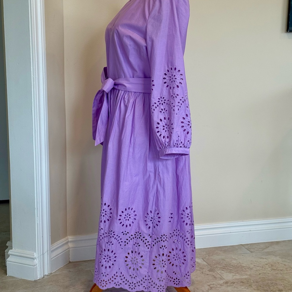 Talbots Lavender Eyelet Long Sleeve Dress - Picture 2 of 6